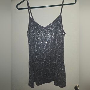 Express Black Sequin Tank Top